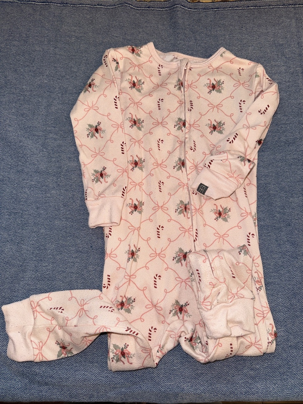 Unbranded Pink Holiday Bow & Candy Cane Zipper Sleep Sack for Kids